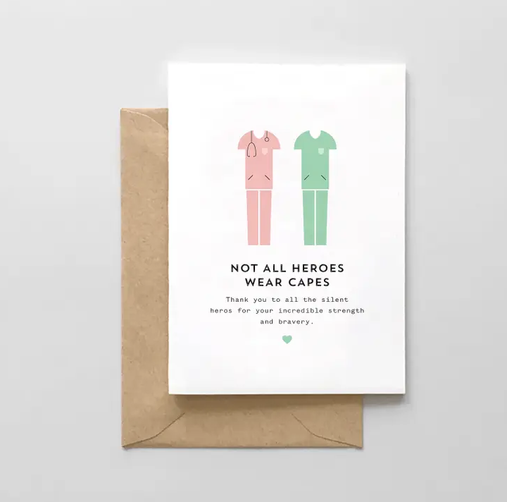 Not All Heroes Wear Capes: Social Distancing Thank You Greeting Card